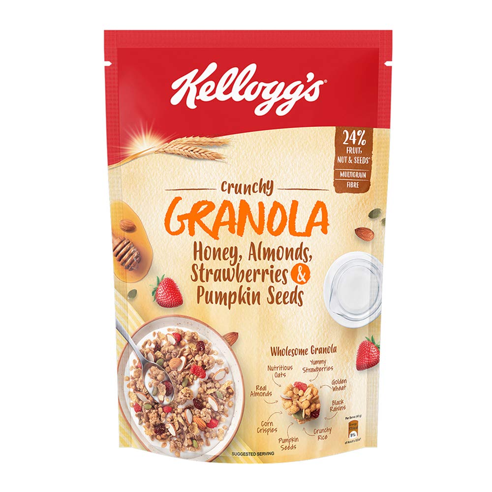 Kellogg Crunchy Granola Honey, Almonds, Strawberries & Pumpkin SeedsÂ 